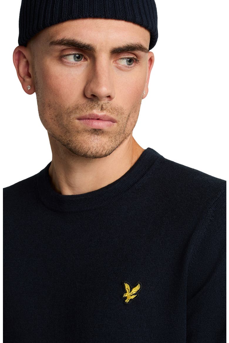 Cotton Merino Crew Neck Sweater, Alternate, color, Dark Navy