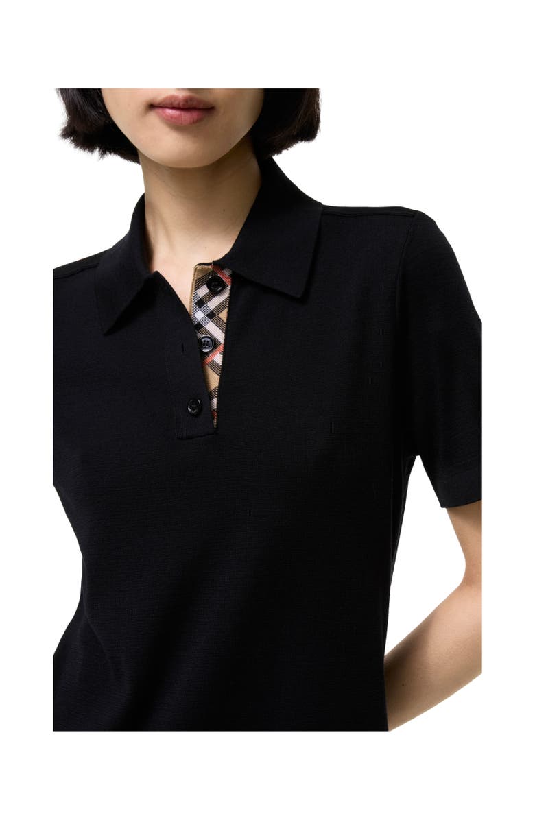 Burberry Wool Polo Shirt Dress, Alternate, color, Black