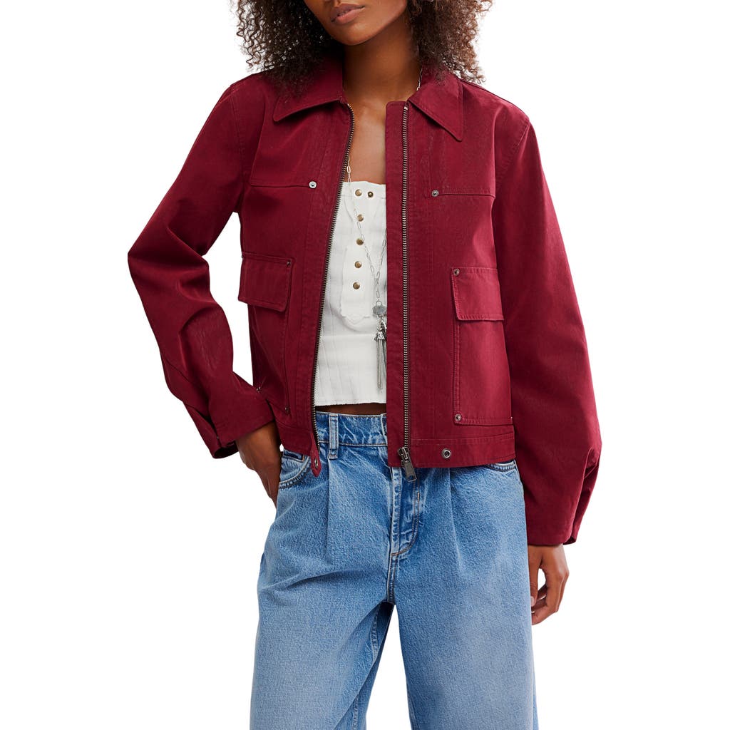 Free People Blair Vegan Suede Jacket Dionysus In Red