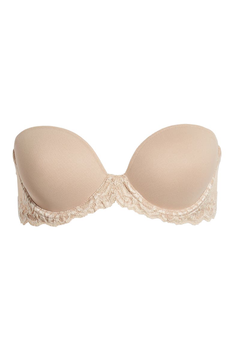 Feathers Underwire Plunge Strapless Bra, Alternate, color, CAFE