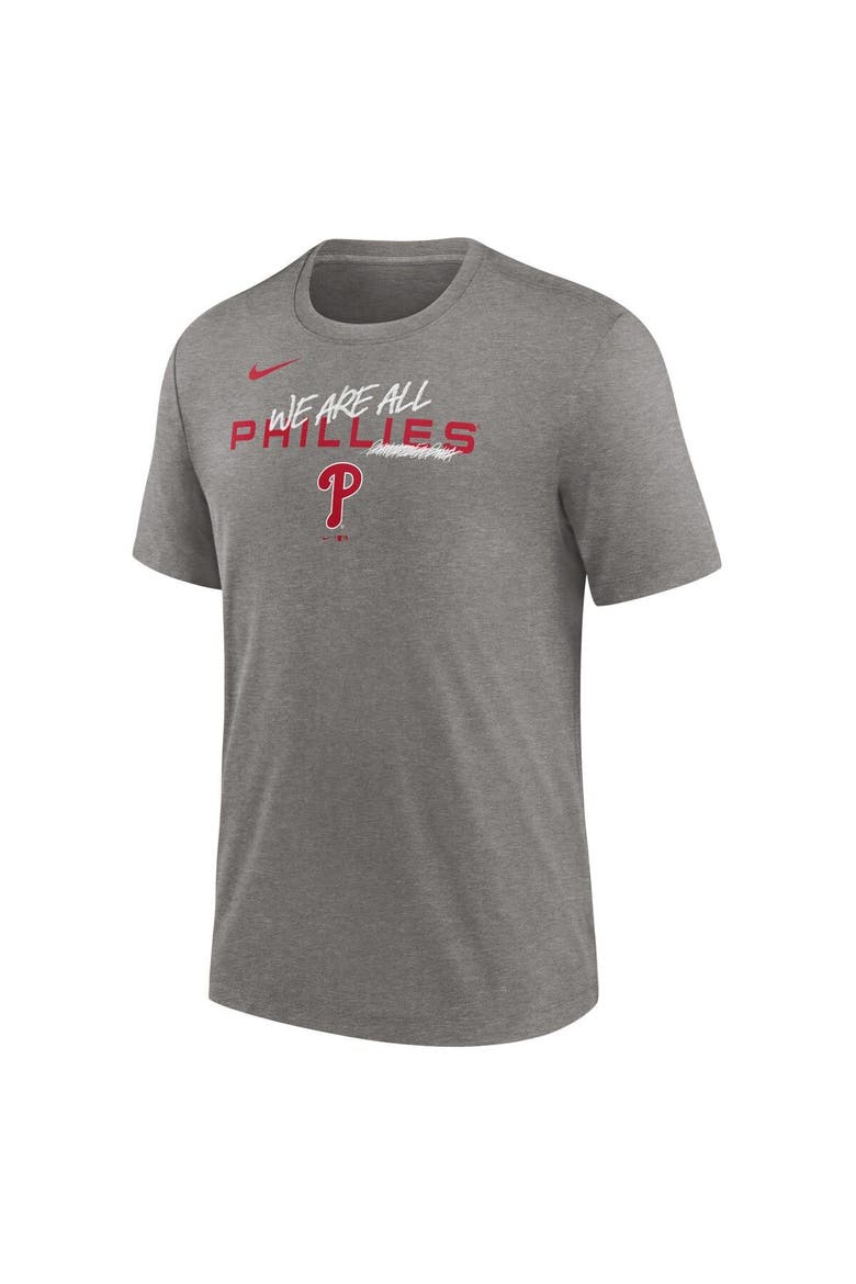 Men's Nike Heather Charcoal Philadelphia Phillies We Are All Tri-Blend T-Shirt, Alternate, color, Heather Charcoal