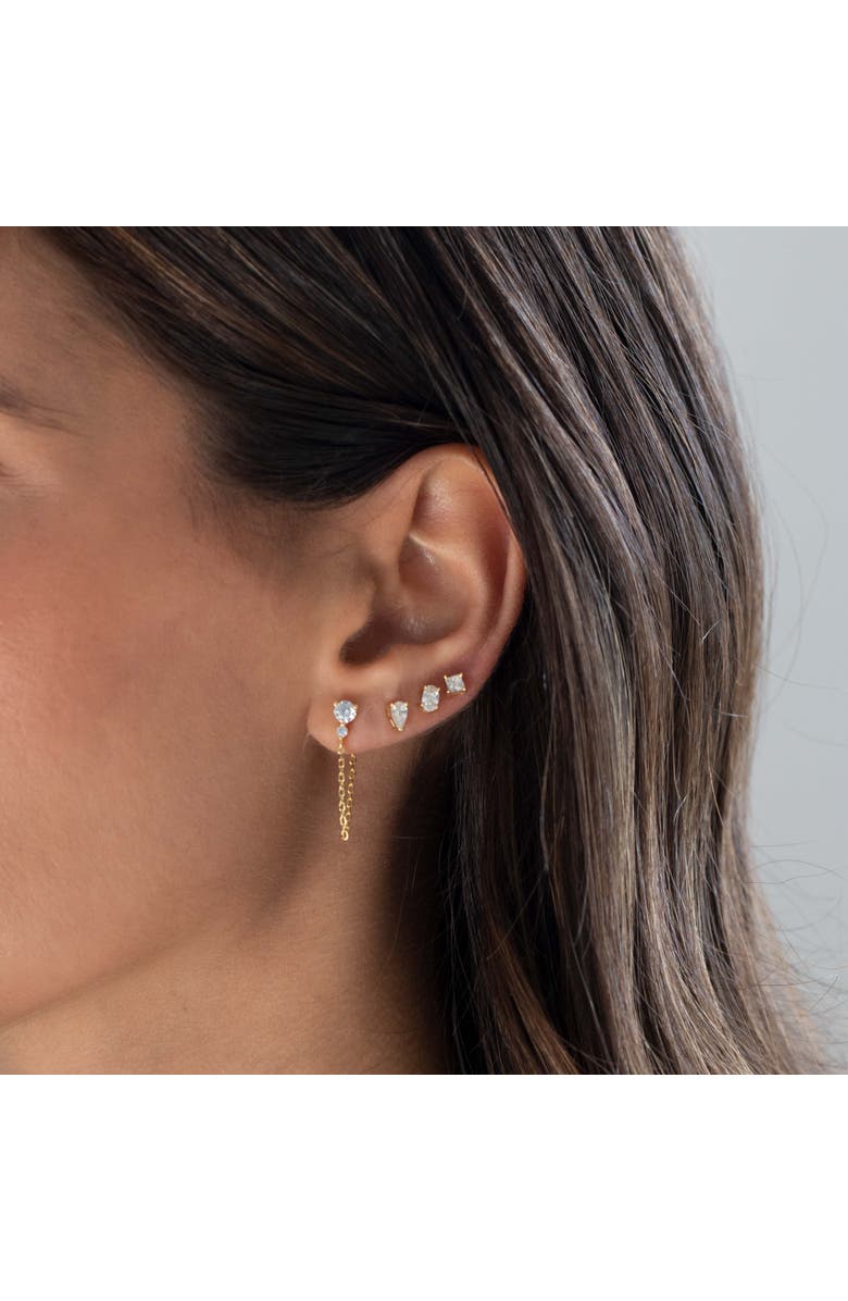 BY ADINA EDEN Double CZ Chain Front Back Stud Earring, Alternate, color, Gold