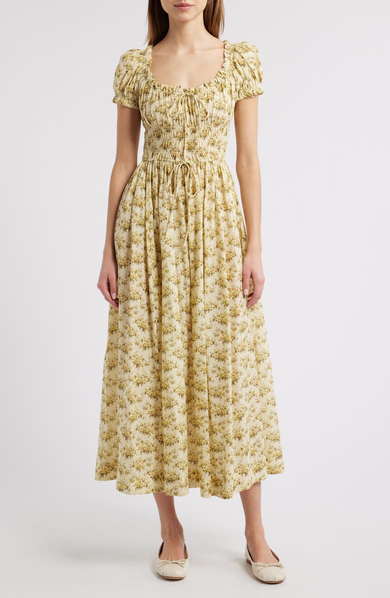 DÔEN Ashlynn Floral Organic Cotton Voile Midi Dress, Main, color,