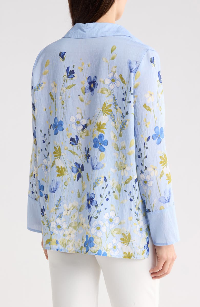 KAY UNGER SPORTSWEAR Button-Up Tunic Top, Alternate, color, Vista Blue Garden