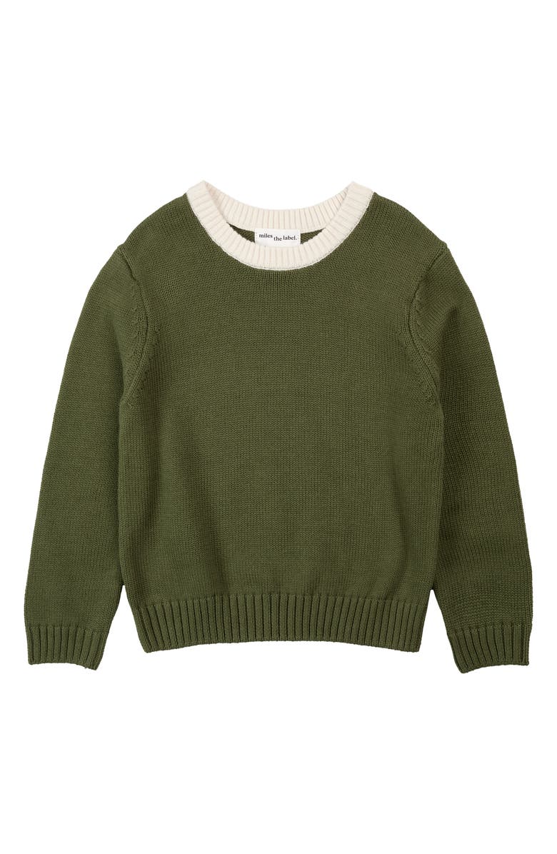 MILES THE LABEL Kids' Winter Moss Cotton Sweater, Main, color, Dusty Green