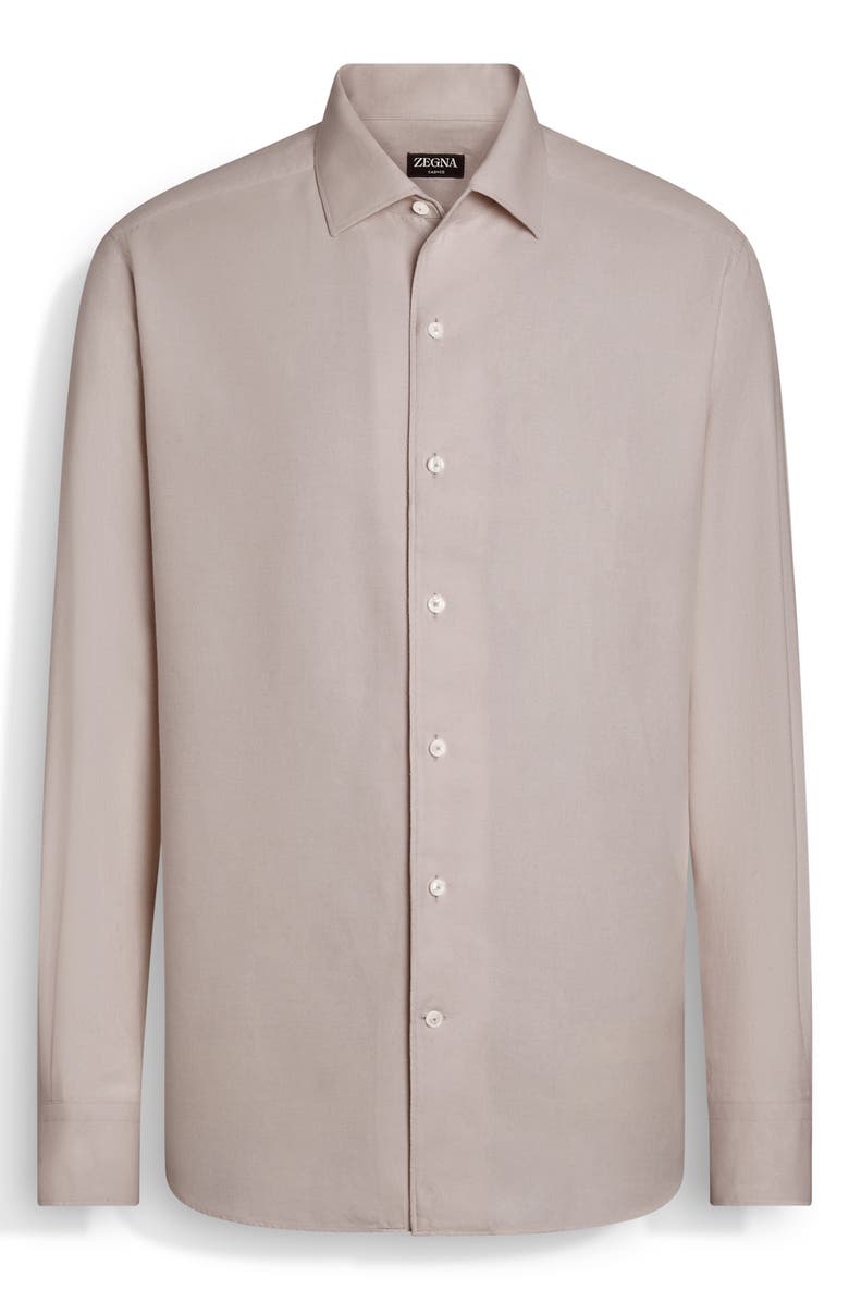ZEGNA Cashco Cotton & Cashmere Oxford Button-Up Shirt, Alternate, color, Light Taupe