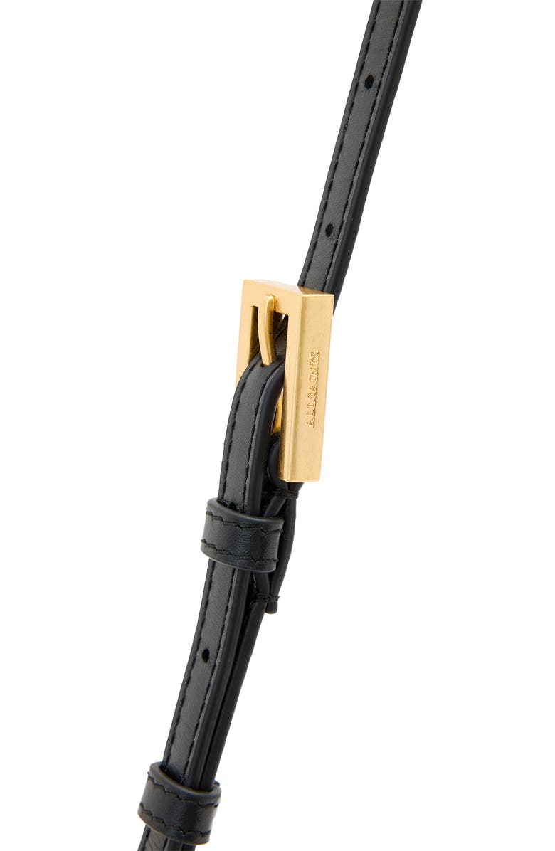 AllSaints Maeve Leather Crossbody Wallet, Alternate, color, Black