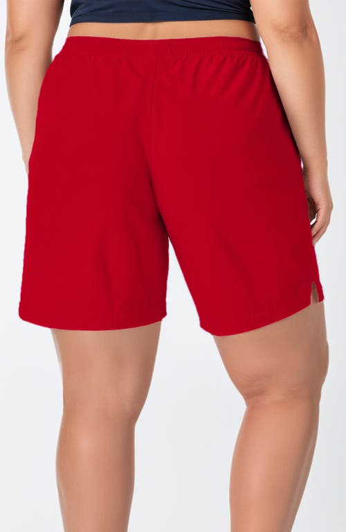 Calypsa Plus Size 7" Board Shorts In Red