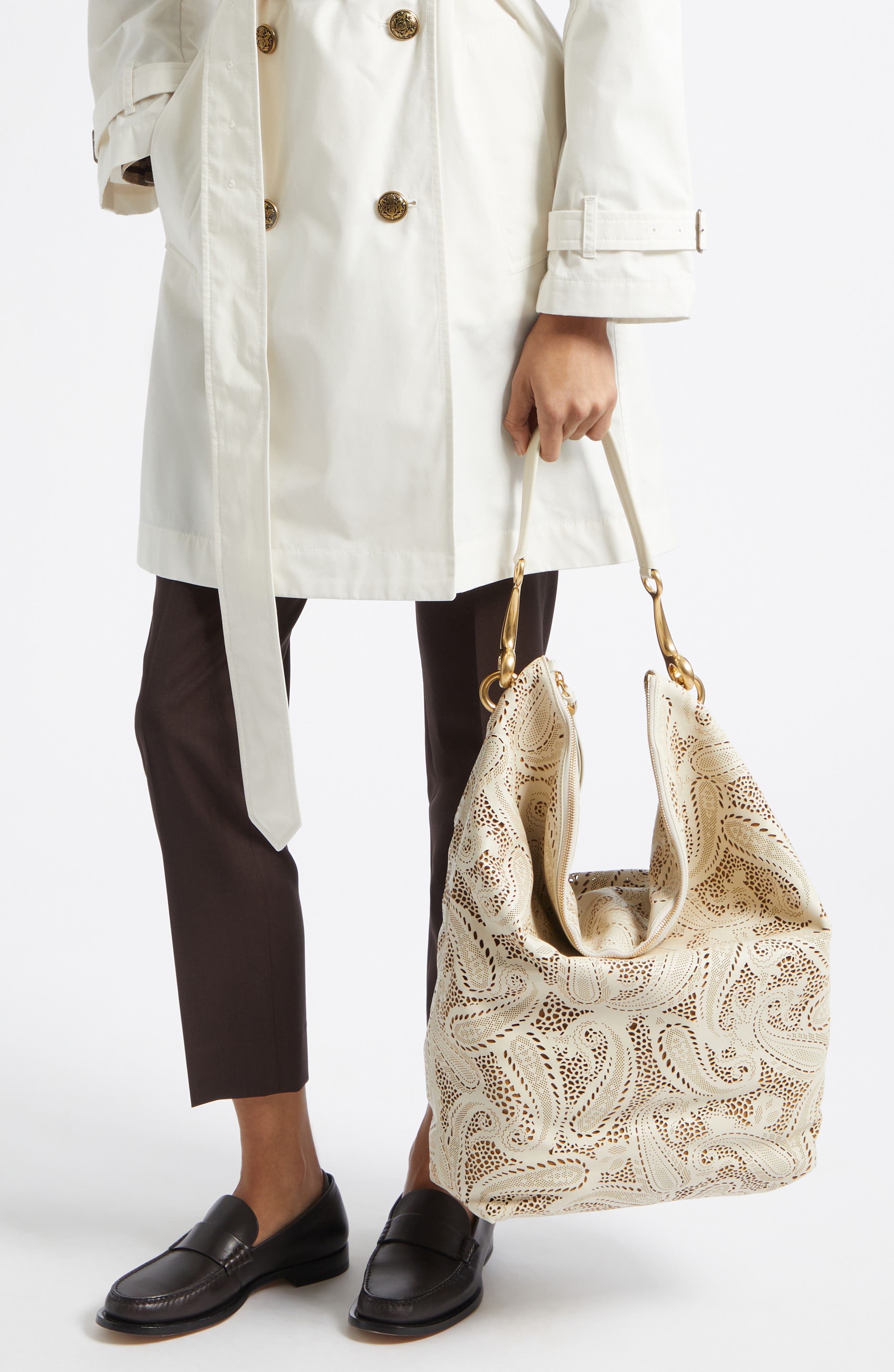 Burberry Large Bridle Leather Hobo Bag, Alternate, color, Soap