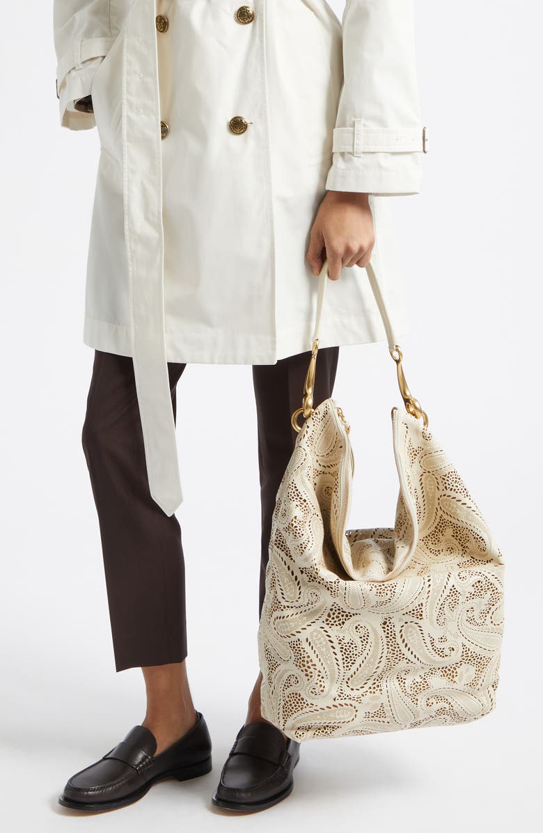 Burberry Large Bridle Leather Hobo Bag, Alternate, color, Soap