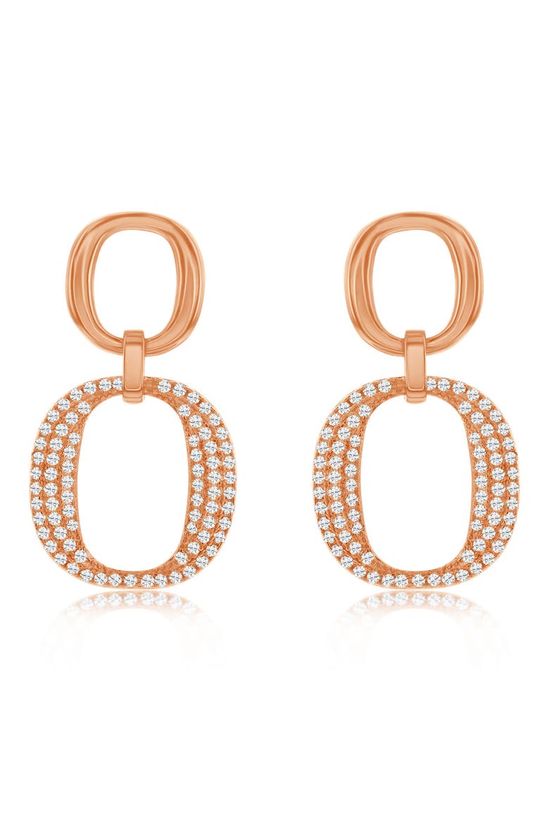 Pavé Cubic Zirconia Drop Earrings, Main, color, PINK