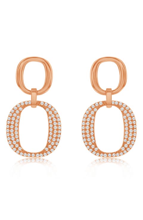 Pavé Cubic Zirconia Drop Earrings