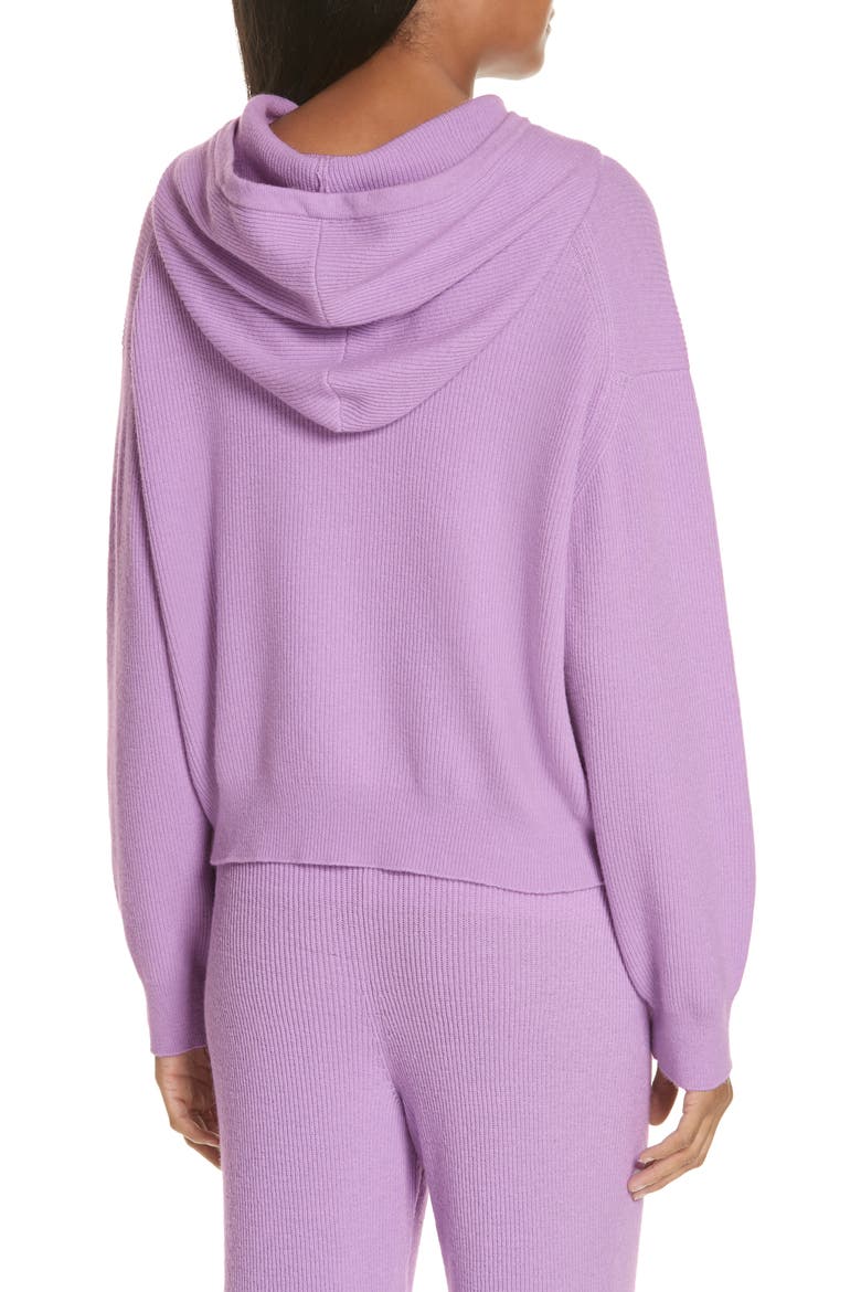 Merino Wool & Cashmere Blend Crop Hoodie, Alternate, color, LAVENDER