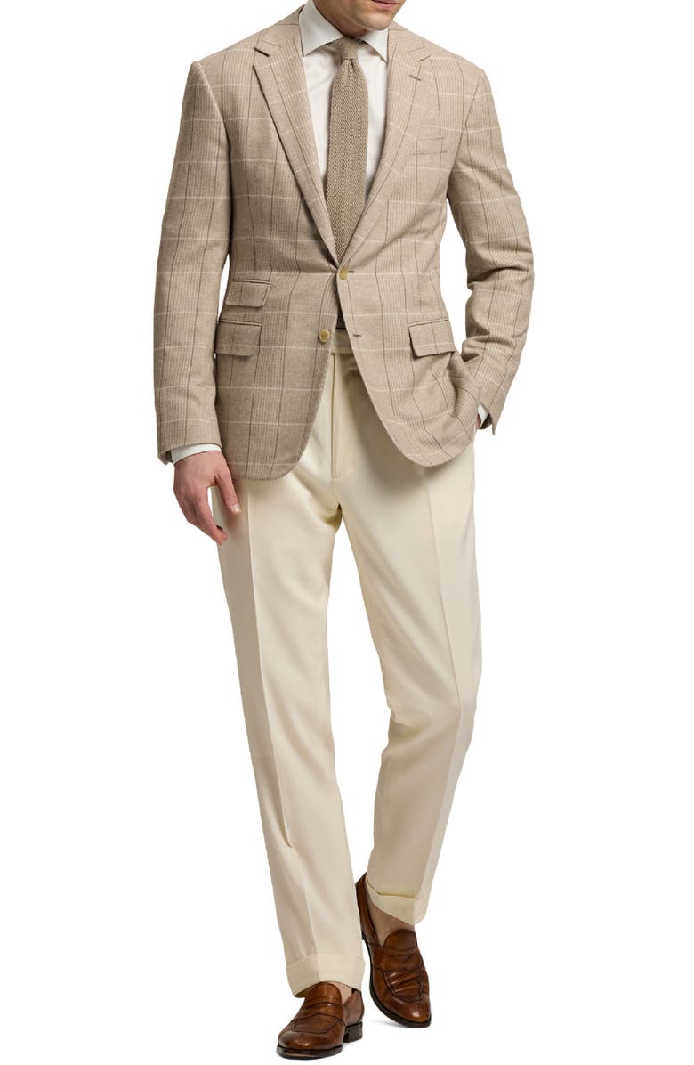 Ralph Lauren Purple Label Russel Plaid Wool, Silk & Cashmere Sport Coat, Alternate, color, Summer Sand/ Truffle