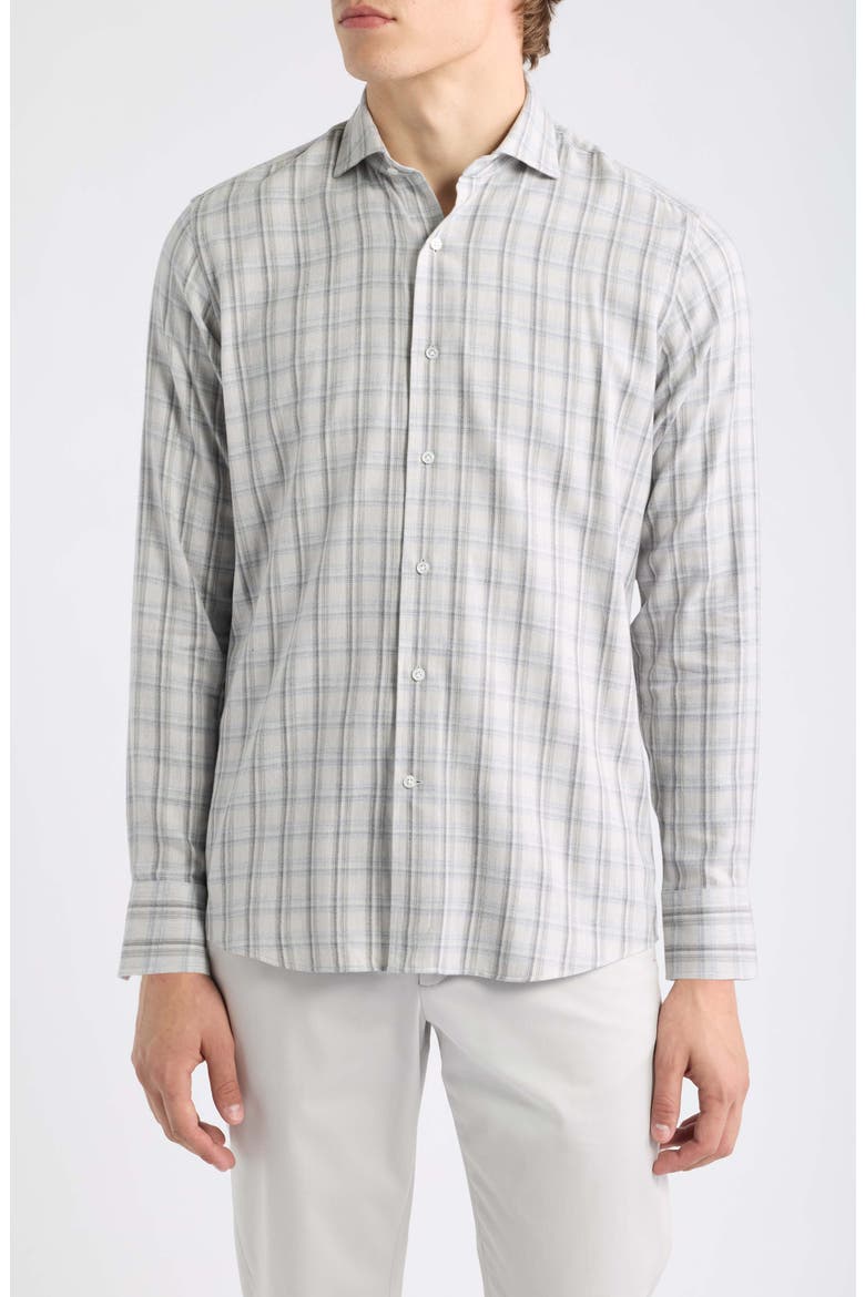 Crown Crafted Plaid Flannel Button-Up Shirt, Main, color, BRITISH GREY