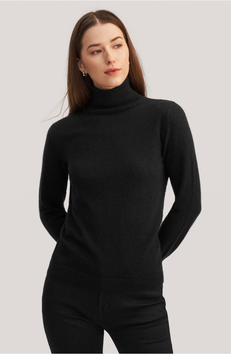 Lilysilk Women's Pure Cashmere Turtleneck Sweater, Alternate, color, Black