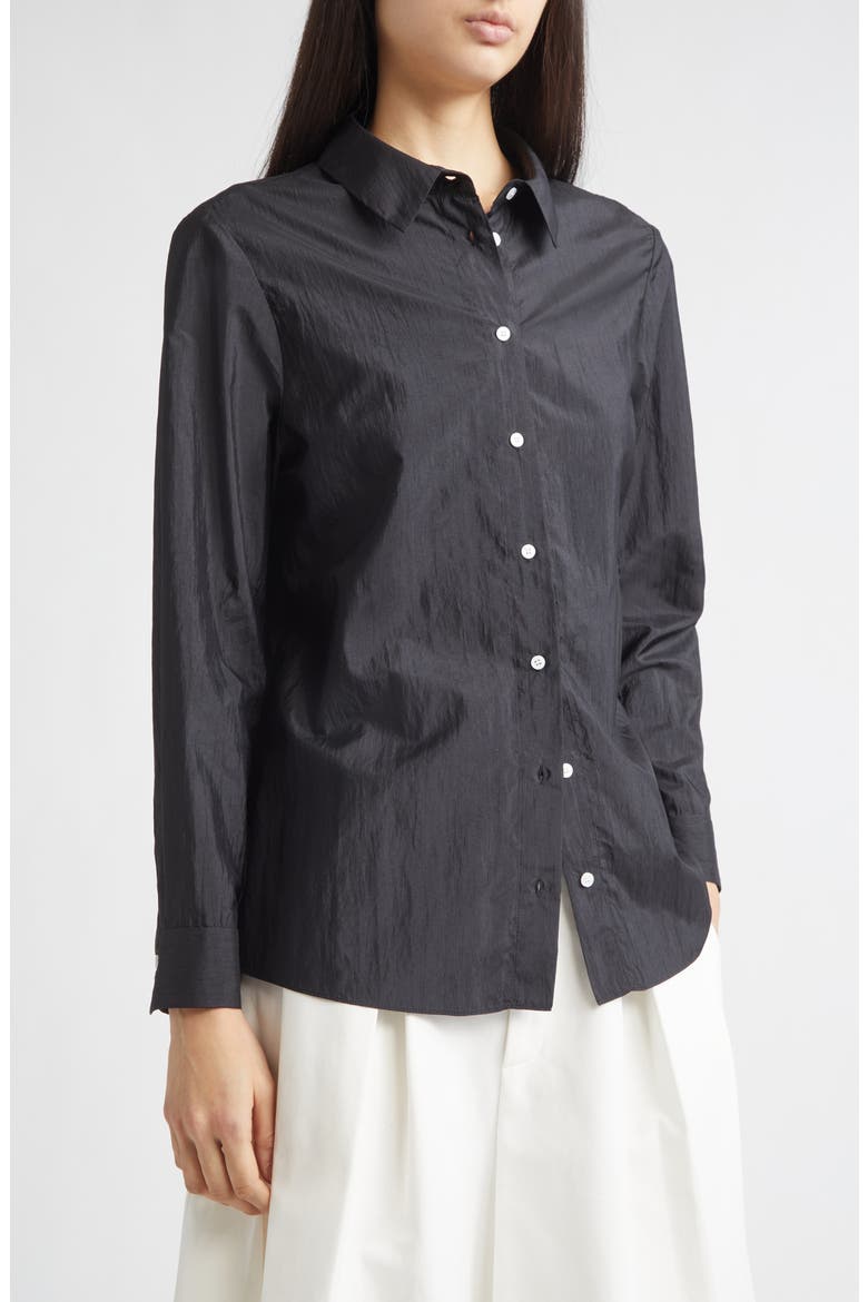 Bryant Nylon & Silk Button-Up Shirt, Alternate, color, BLACK