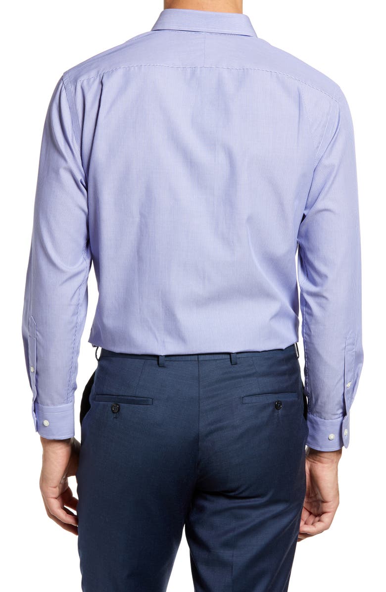 Nordstrom Trim Fit Pinstripe Non-Iron Dress Shirt, Alternate, color, 