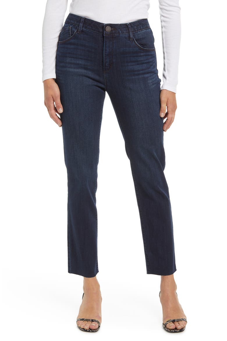 'Ab'Solution Raw Hem Slim Straight Jeans, Main, color, INDIGO