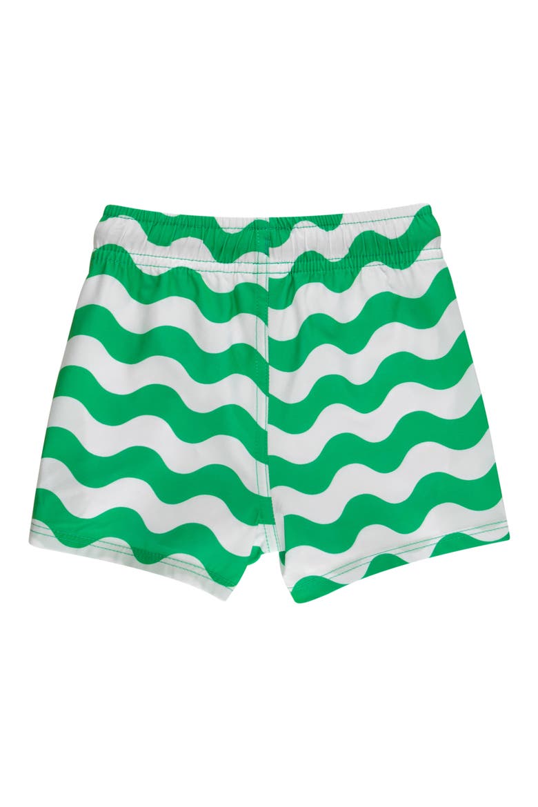 Kids' Wavy Stripe UPF 50+ Swim Trunks, Alternate, color, GREEN