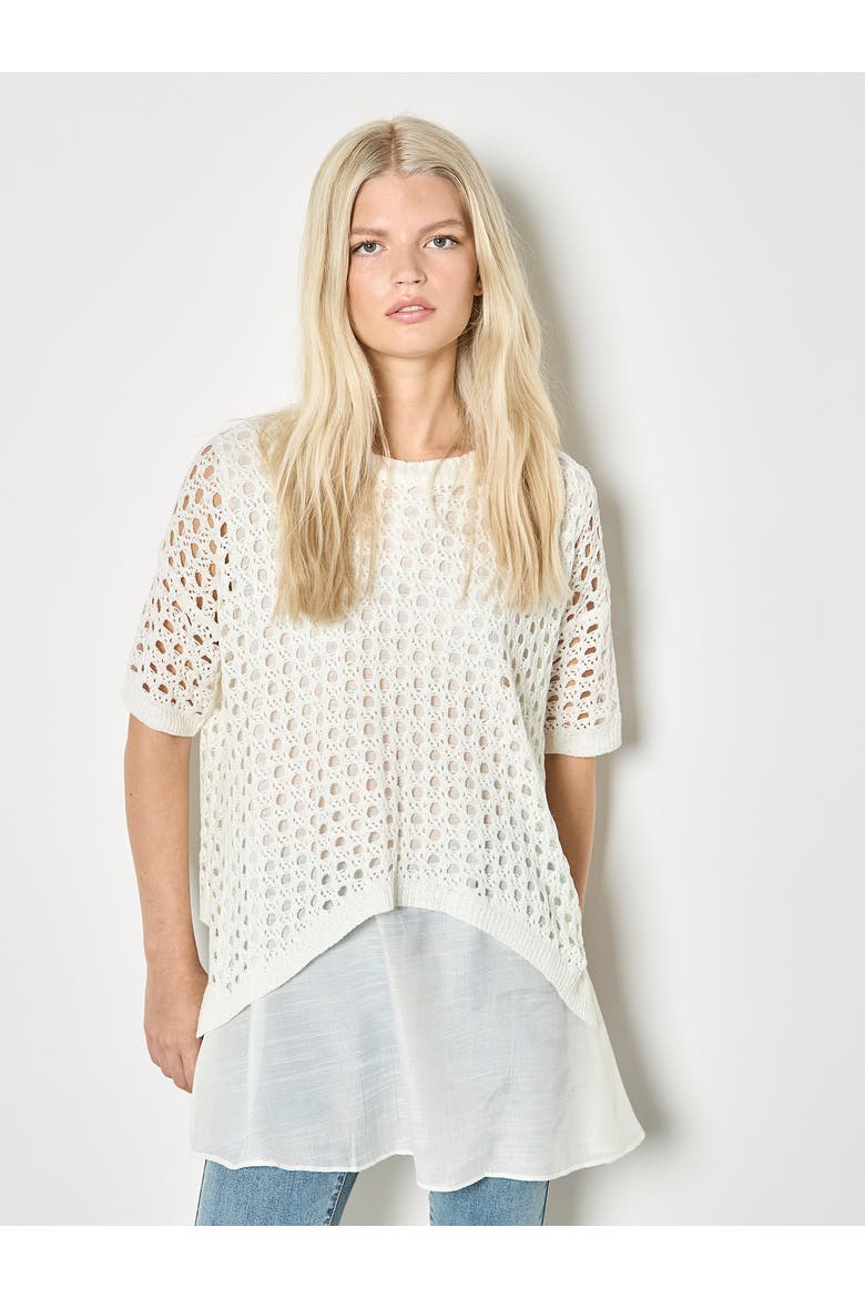 Knitted Mesh Shimmer Layer Tunic, Main, color, White