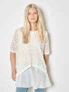 Apricot Knitted Mesh Shimmer Layer Tunic