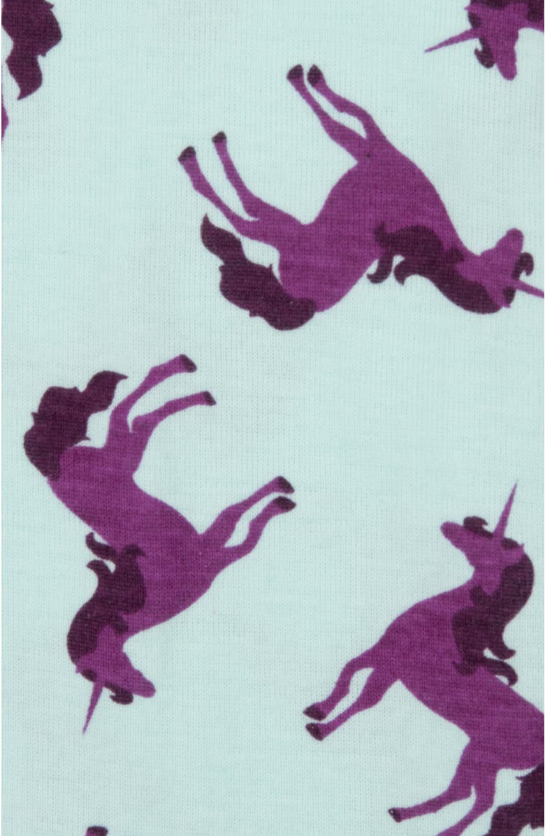 Leveret Kids Footed Cotton Matching Family Pajamas, Whimsy & Fantasy Prints, Alternate, color, Unicorn Purple