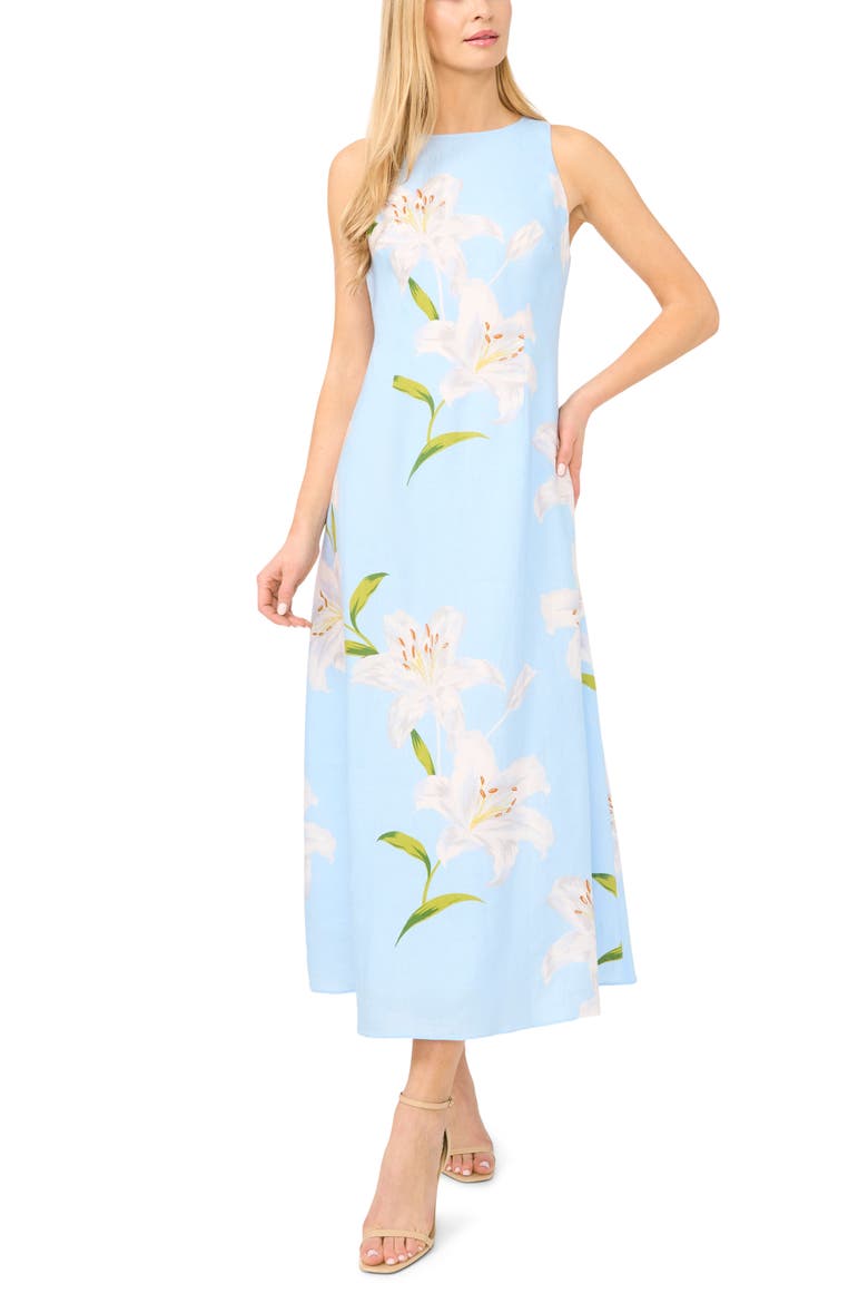 Mina Print Sleeveless Maxi Dress, Main, color, BLUE SURF