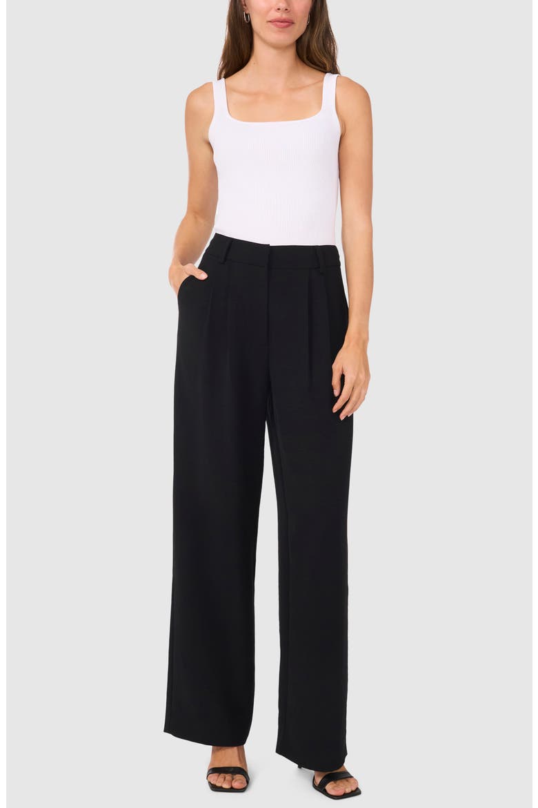 Pleated Straight Leg Pants, Alternate, color, RICH BLACK