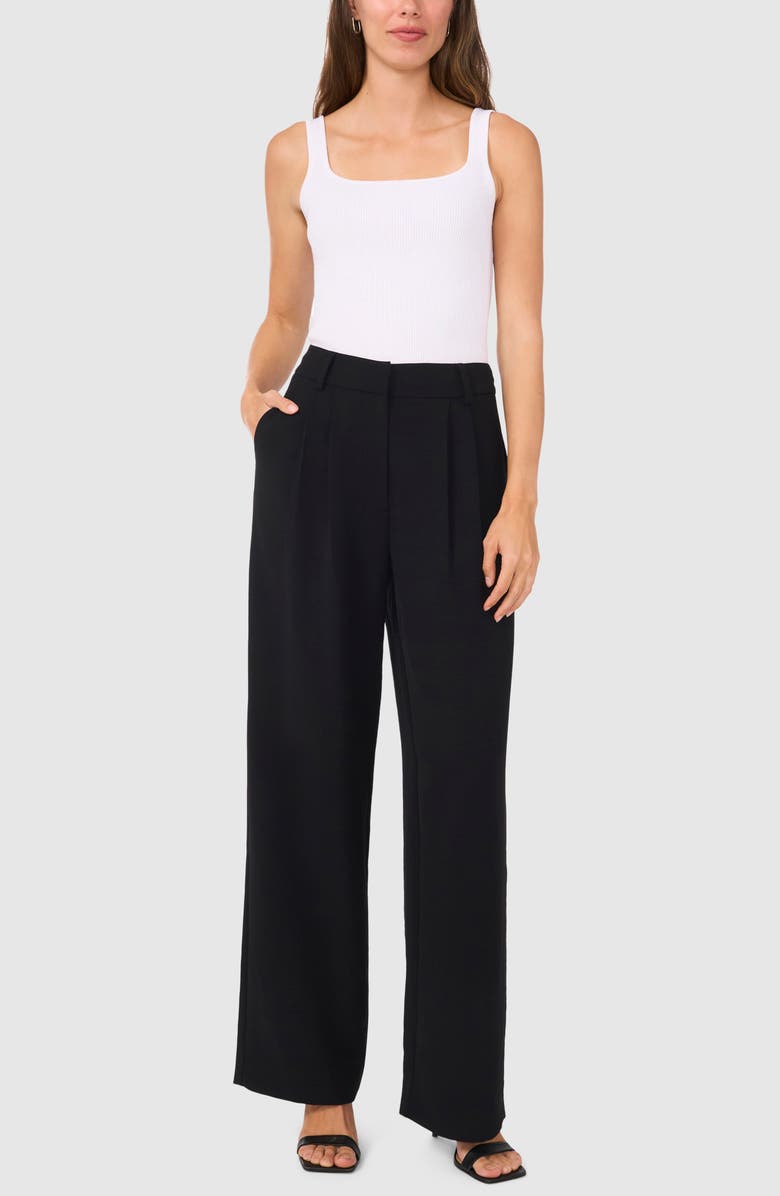 Halogen<sup>®</sup> Pleated Straight Leg Pants, Alternate, color, Rich Black