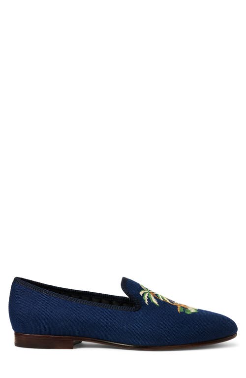 Ralph Lauren Paxton Embroidered Slipper In East Side Royal
