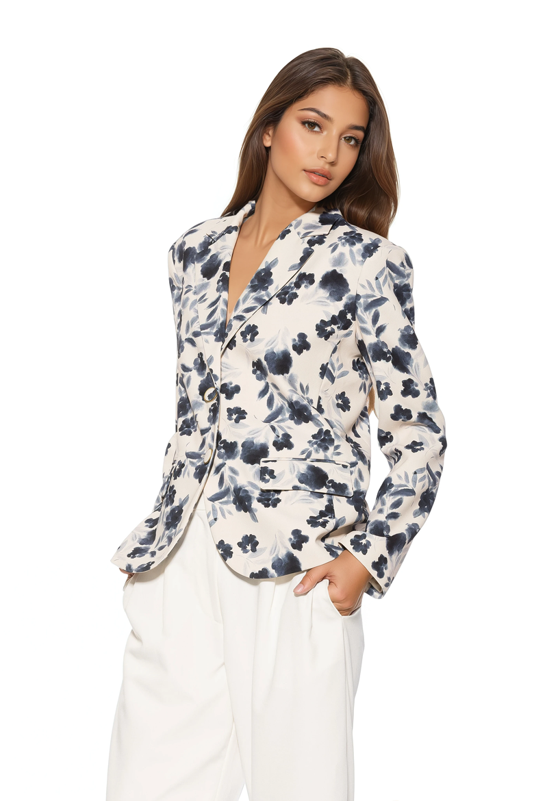 Noa Printed Boyfriend Blazer, Alternate, color, Ivory Watercolor