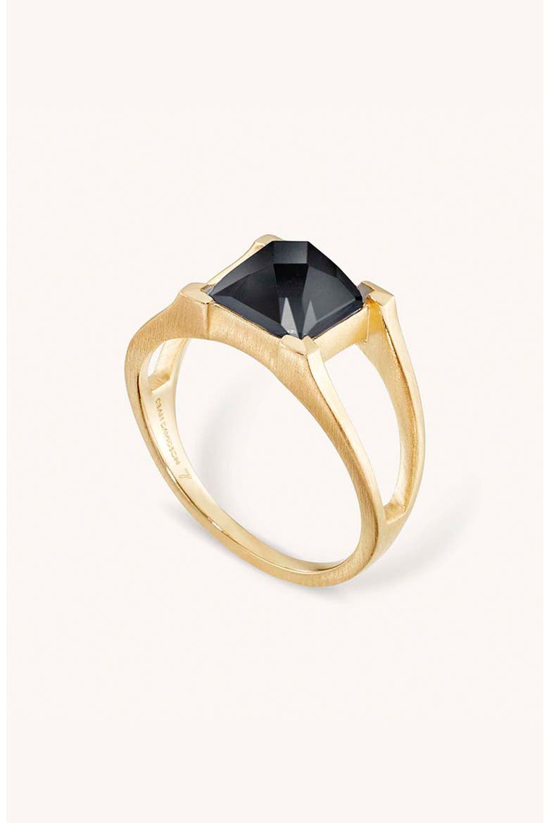 Petite Plaza Ring, Main, color, BLACK ONYX/ GOLD