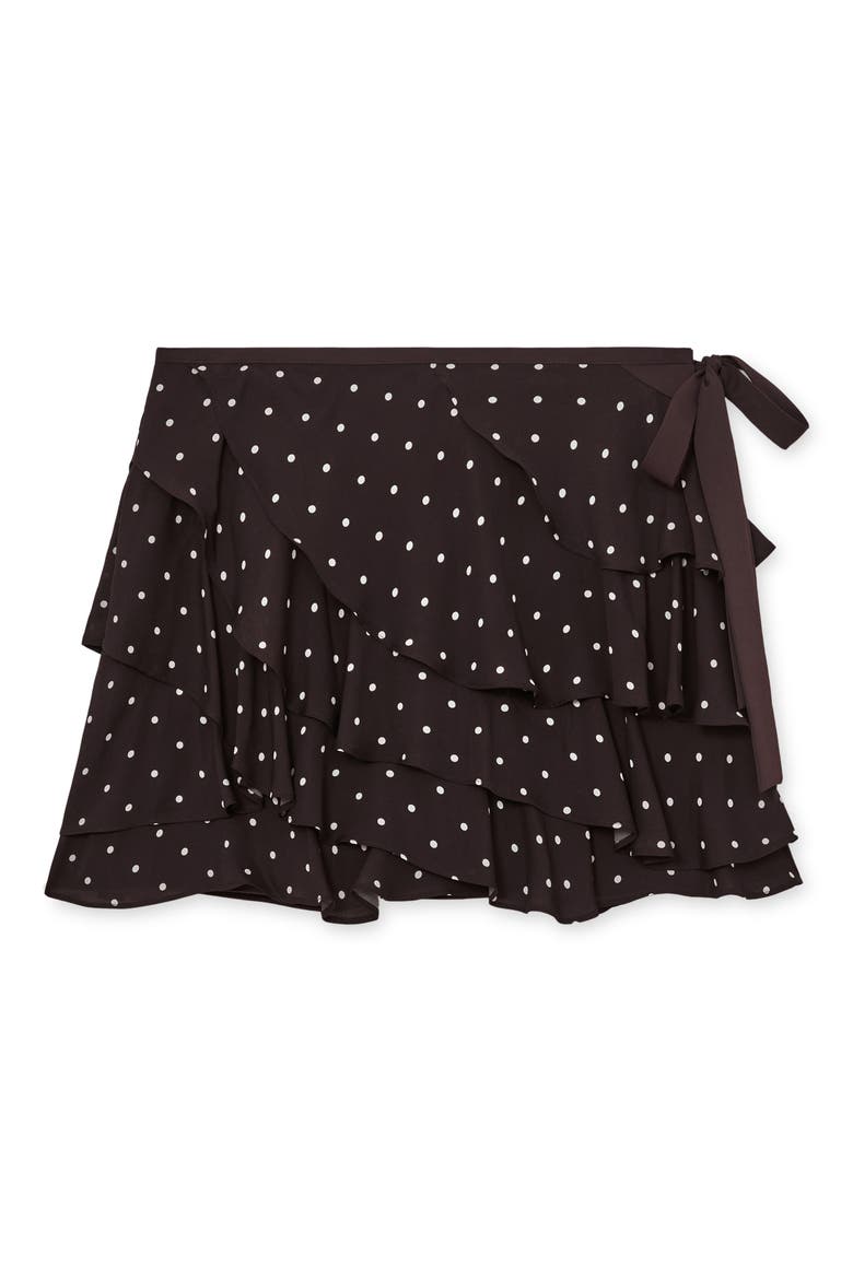 Cherie Polka Dot Tiered Ruffle Skort, Alternate, color, CHOCOLATE BROWN