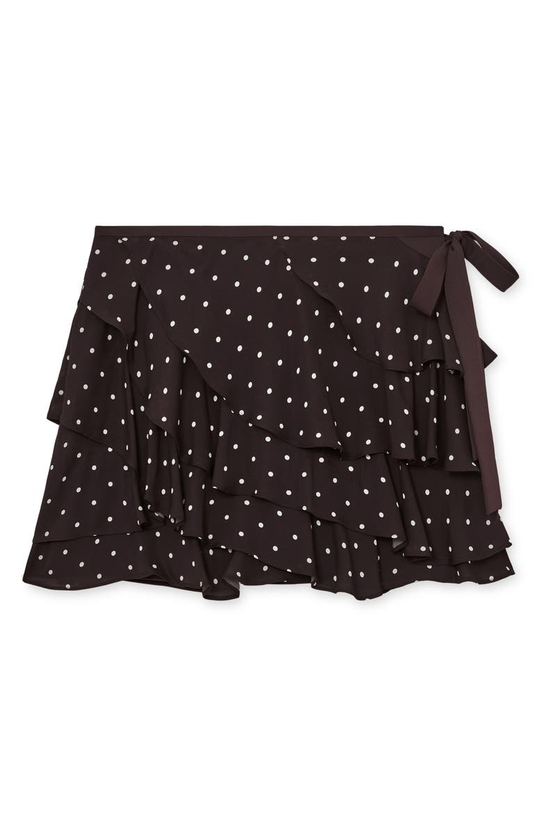 Reiss Cherie Polka Dot Tiered Ruffle Skort, Alternate, color, Chocolate Brown