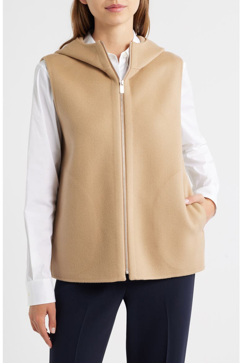 Wool & Cashmere Hooded Vest, Alternate, color, NEW CAMEL
