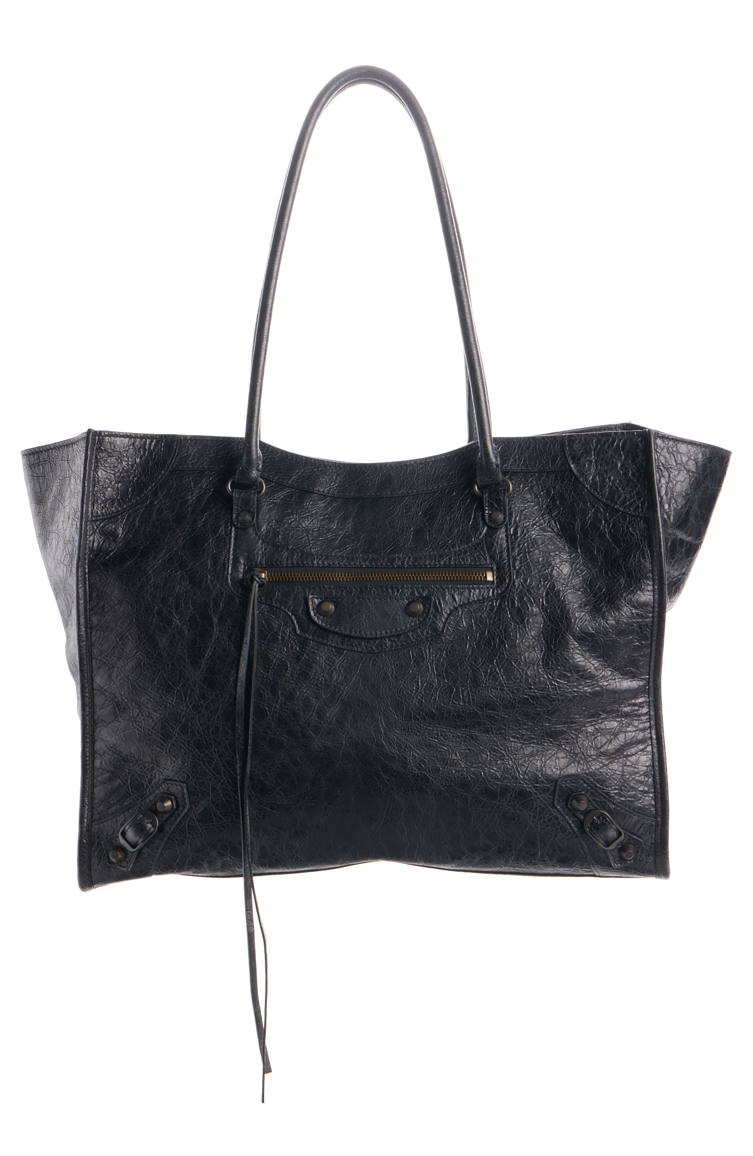 Balenciaga Medium Le City Leather Tote, Main, color, 1000 Black