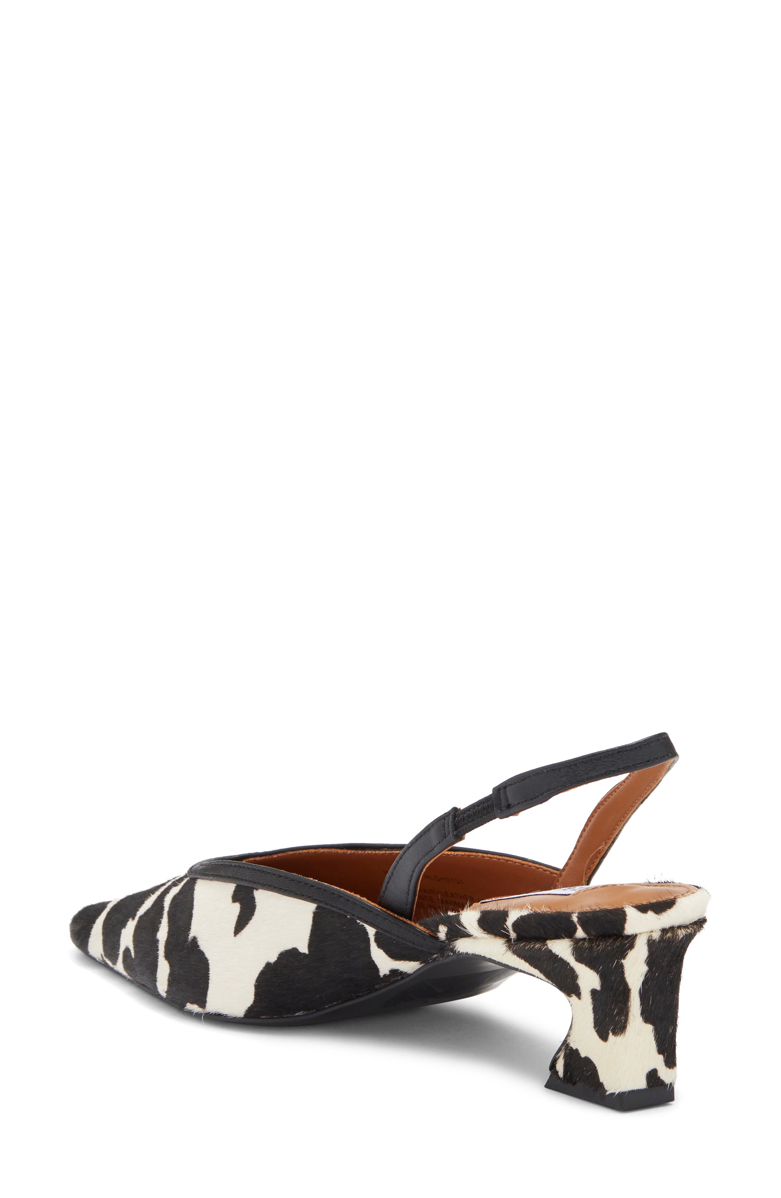 Steve Madden Haleigh Slingback Pump, Alternate, color, Black/White Calf Hair
