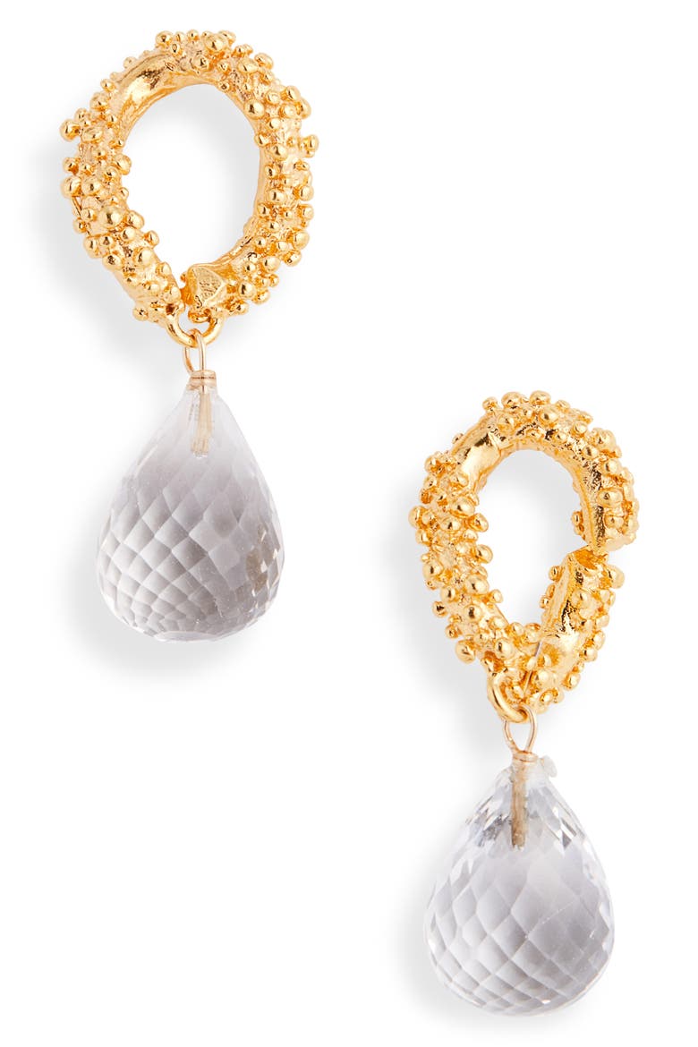 The Initial Spark Crystal Drop Earrings, Main, color, GOLD