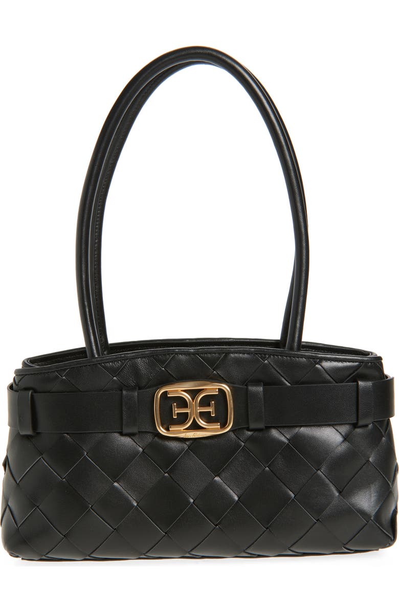 Sam Edelman Cleo Woven Leather Shoulder Bag, Main, color, Black