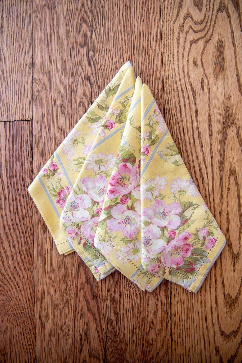 Apple Blossom Luncheon Napkins Yellow, Set of 4, Alternate, color, Yellow