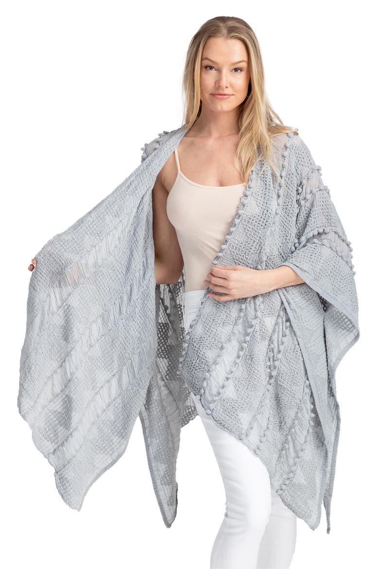 Sheer Pompom Duster, Alternate, color, GREY