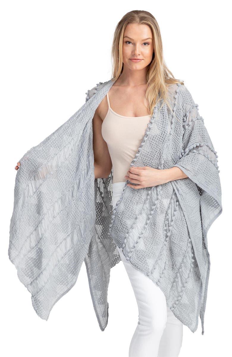 SAACHI Sheer Pompom Duster, Alternate, color, Grey