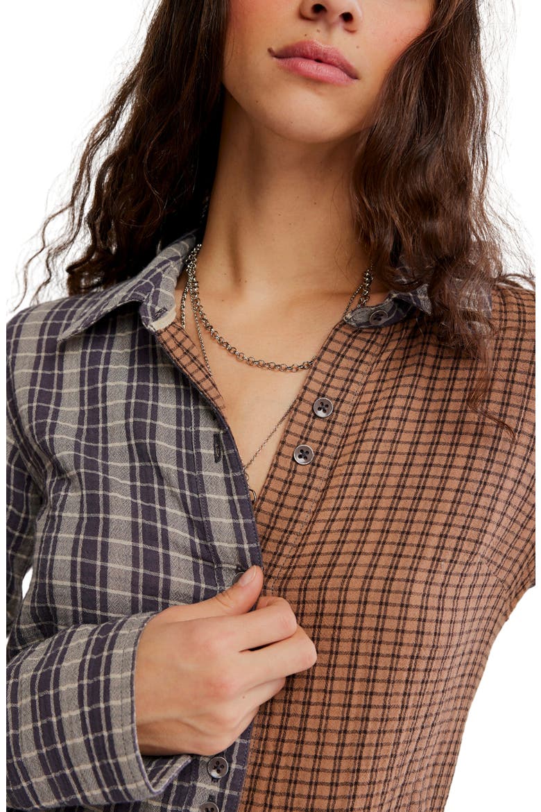 Benny Slim Plaid Cotton Shirt, Alternate, color, BROWN COMBO