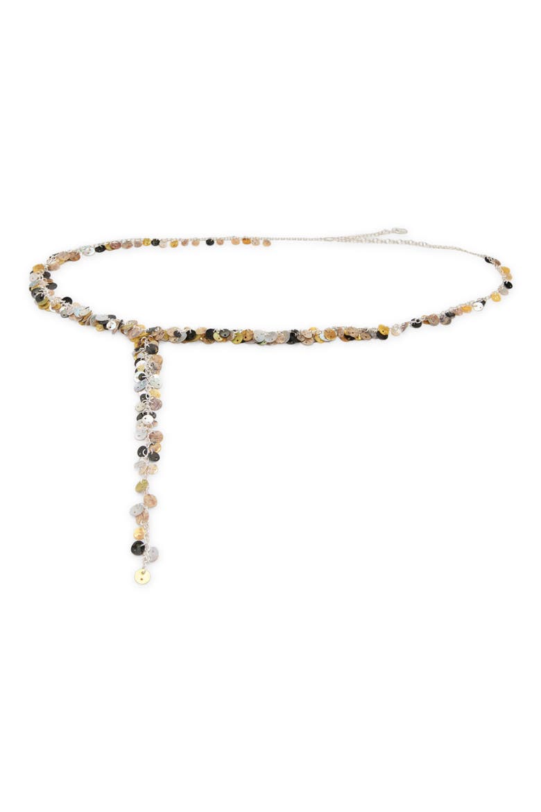 Button Embellished Chain Belt, Main, color, SILVER