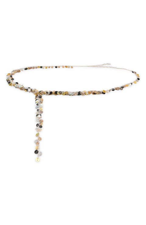 Button Embellished Chain Belt