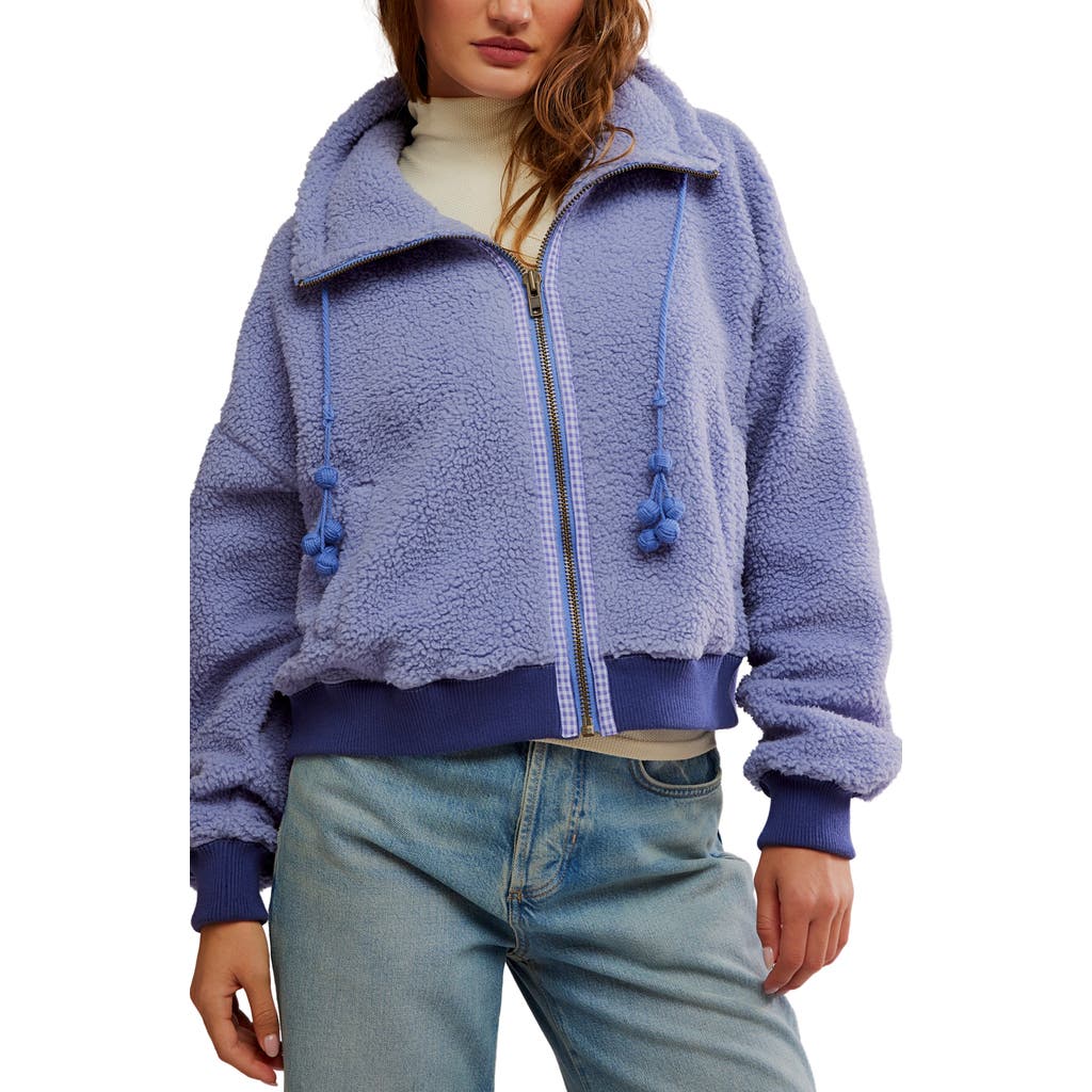 Free People Alpine High Pile Fleece Sweater In Purple