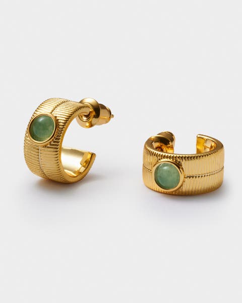 'August' Waterproof Gold Birthstone Hoop Earrings