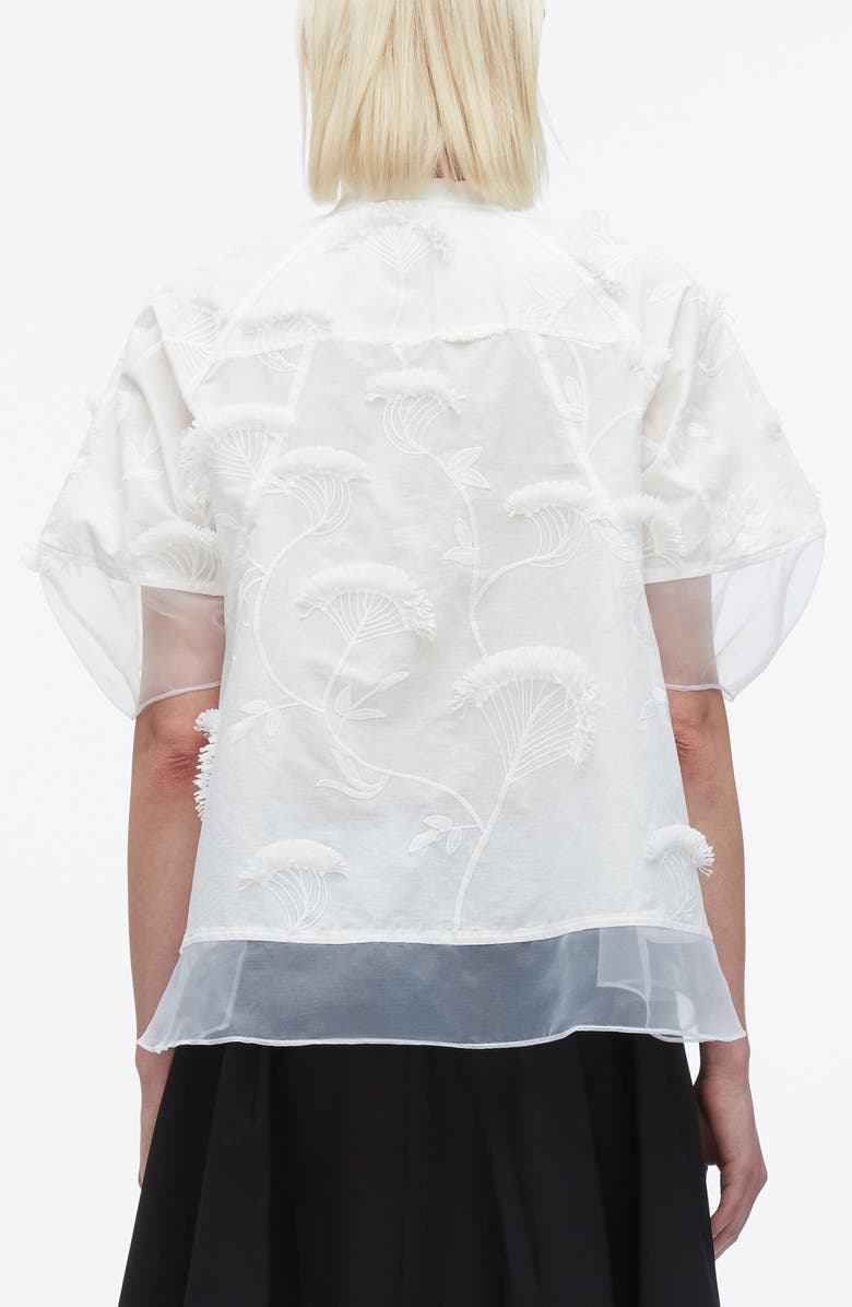 3.1 Phillip Lim Chiffon & Embroidery Flounce Shirt, Alternate, color, White