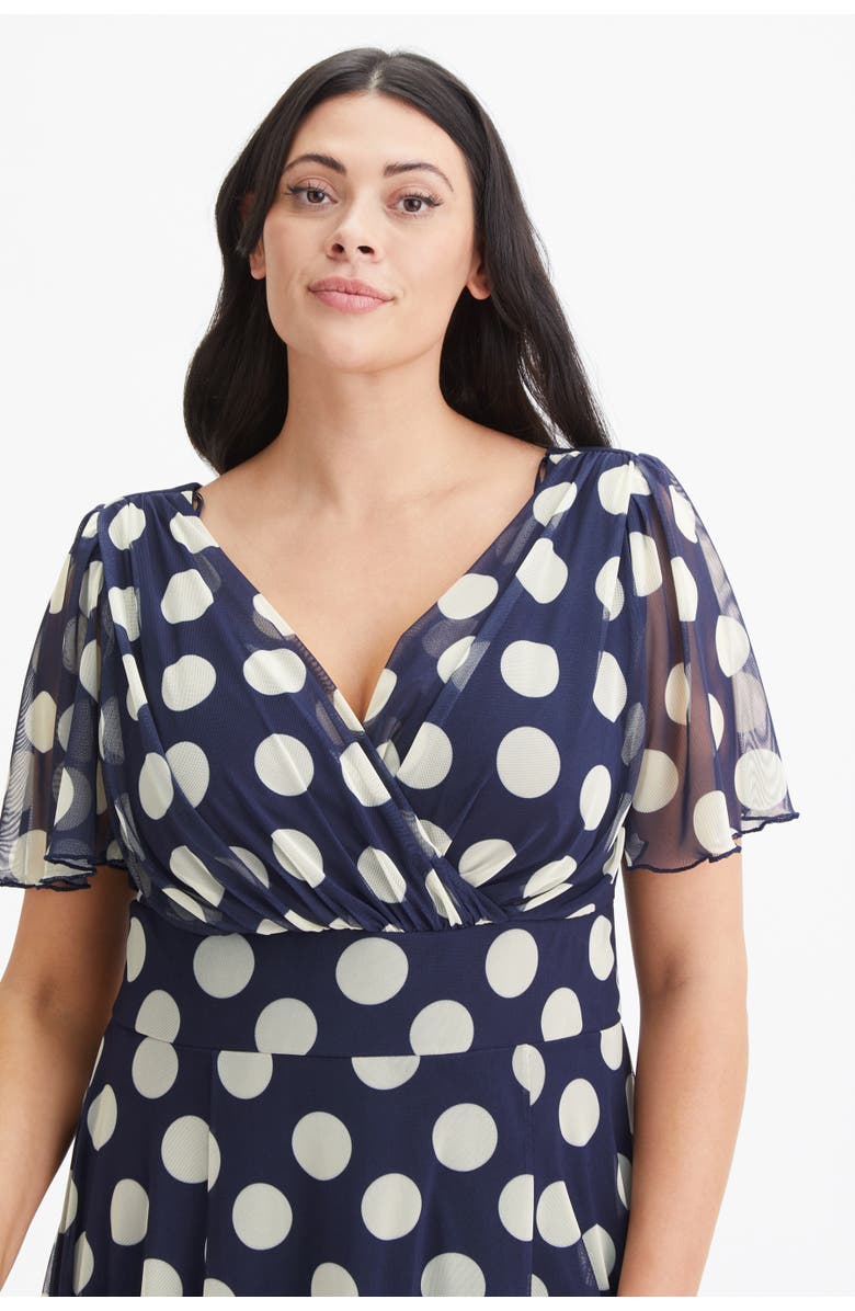 Scarlett & Jo Isabelle Spot Angel Sleeve Maxi Dress, Alternate, color, Navy Cream